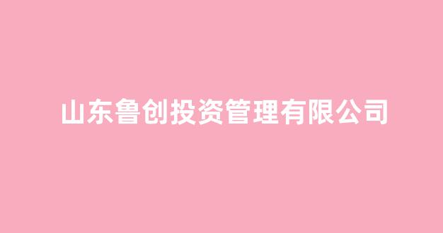 山东鲁创投资管理有限公司(山东鲁创投资管理有限公司怎么样)_https://www.gen-fastener.com_郑商所_第1张