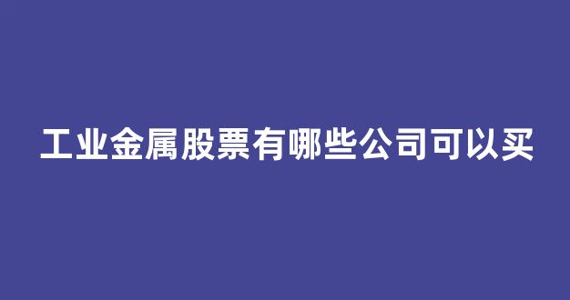 工业金属股票有哪些公司可以买(工业金属的股票有哪些)_https://www.lclxwz.com_大商所_第1张