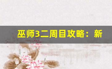 巫师3二周目攻略：新游戏+模式的挑战与奖励-第1张图片-我的生活随想