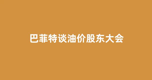 巴菲特石油股创新低_巴菲特谈油价股东大会