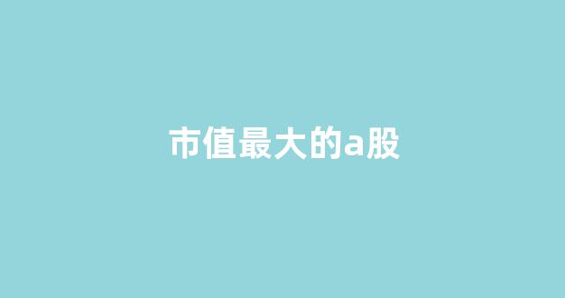 市值最大的a股(市值最大的a股公司)_https://www.hn-life.com_北交所_第1张