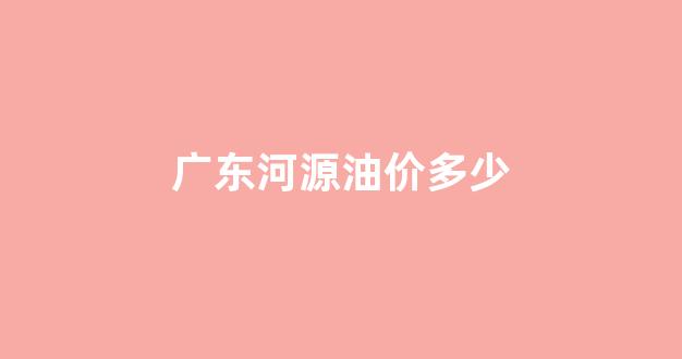 广东河源油价多少钱一升_广东河源油价多少