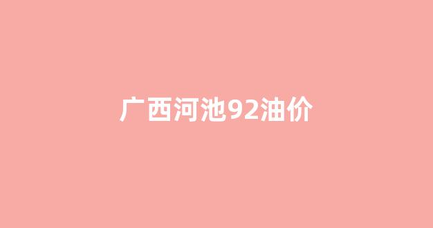 广西92油价今日价格_广西河池92油价