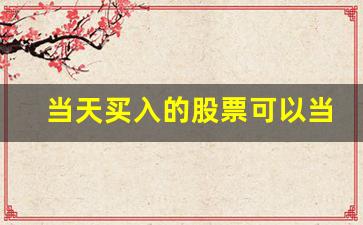 当天买入的股票可以当天卖出吗(当天买入的股票不能当天卖吗)_https://www.dongshengweixin.com_创业板_第1张