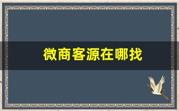 微商客源在哪找(微商客源神器app下载)_https://www.eamstsz.com_创业板_第1张