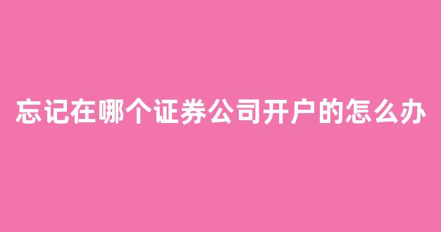 忘记在哪个证券公司开户的怎么办(忘了在哪个证券公司开户了)_https://www.wanyuyiyao.com_深交所_第1张