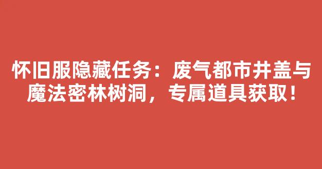怀旧服隐藏任务：废气都市井盖与魔法密林树洞，专属道具获取！