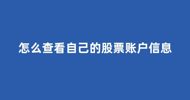 怎么查看自己的股票账户信息(如何查看自己的股票帐户)_https://www.hhem8.com_上交所_第1张