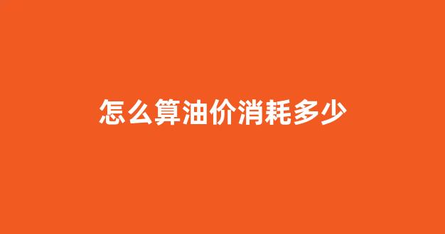 怎么算油价消耗多少_怎么算油费花了多少钱