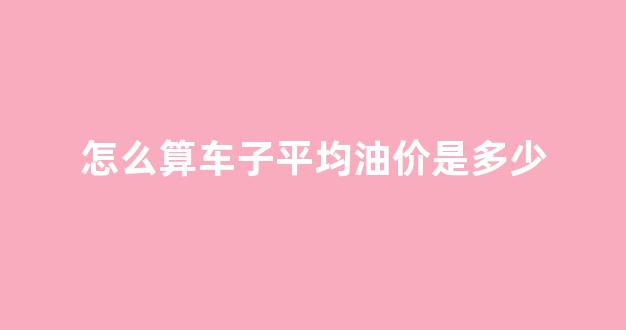 怎么算车子平均油价是多少钱_怎么算车子平均油价是多少