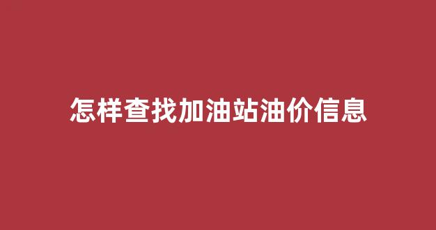 怎样查找加油站油价信息表_怎样查找加油站油价信息