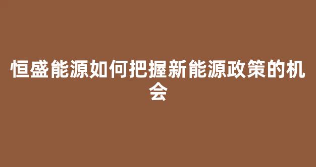 恒盛能源如何把握新能源政策的机会