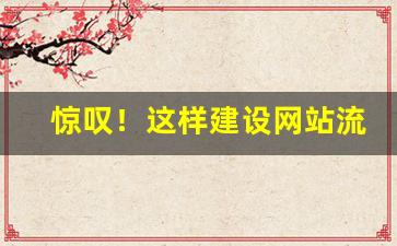 惊叹！这样建设网站流量暴涨