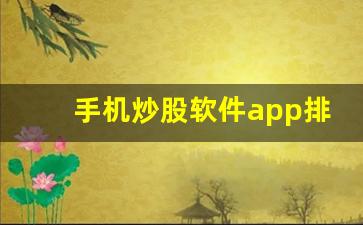 手机炒股软件app排名前十(手机炒股开户app)_https://www.brunchezvous.com_自驾游_第1张
