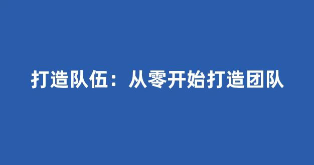 打造队伍：从零开始打造团队