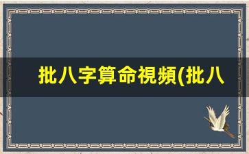 批八字算命視頻(批八字算命實(shí)例)