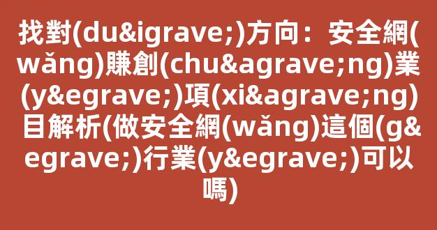 找對(duì)方向：安全網(wǎng)賺創(chuàng)業(yè)項(xiàng)目解析(做安全網(wǎng)這個(gè)行業(yè)可以嗎) - 嚴(yán)選資源大全