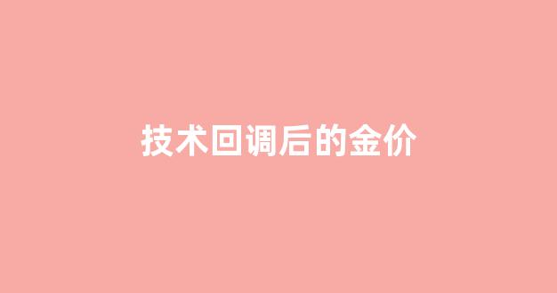 技术回调后的金价_金价回调原因