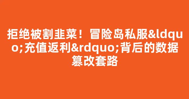 拒绝被割韭菜！冒险岛私服“充值返利”背后的数据篡改套路
