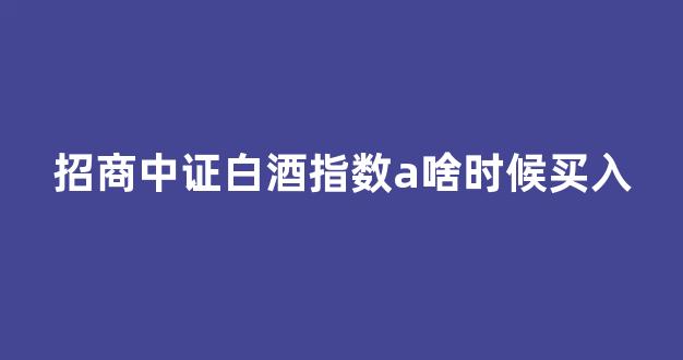 招商中证白酒指数a啥时候买入(招商中证白酒指数a啥时候买入股票)_https://www.eamstsz.com_上交所_第1张