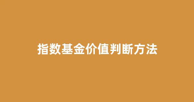 指数基金如何看估值_指数基金价值判断方法