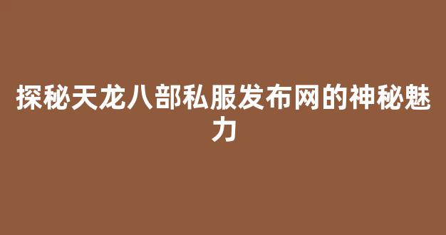 探秘天龙八部私服发布网的神秘魅力