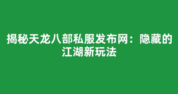 揭秘天龙八部私服发布网：隐藏的江湖新玩法