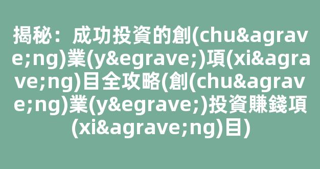 揭秘：成功投資的創(chuàng)業(yè)項(xiàng)目全攻略(創(chuàng)業(yè)投資賺錢項(xiàng)目) - 嚴(yán)選資源大全