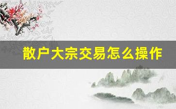 散户大宗交易怎么操作(散户如何参与大宗交易)_https://www.nalian8.com_科创板_第1张