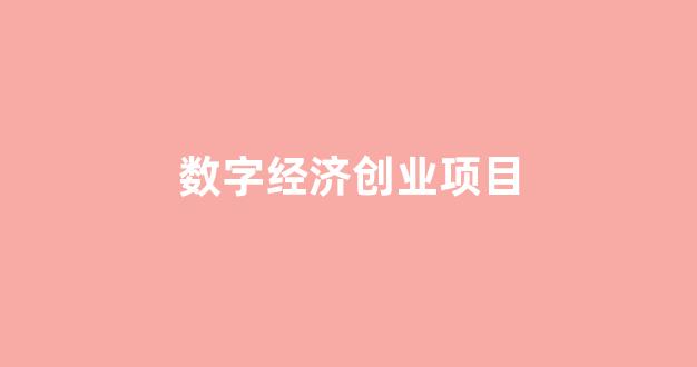 数字经济创业项目(数字经济创业项目申报书)_https://www.hn-life.com_上交所_第1张