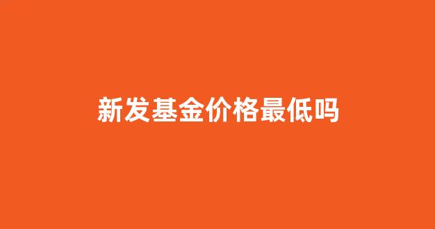 新发基金价格最低吗多少钱_新发基金价格最低吗