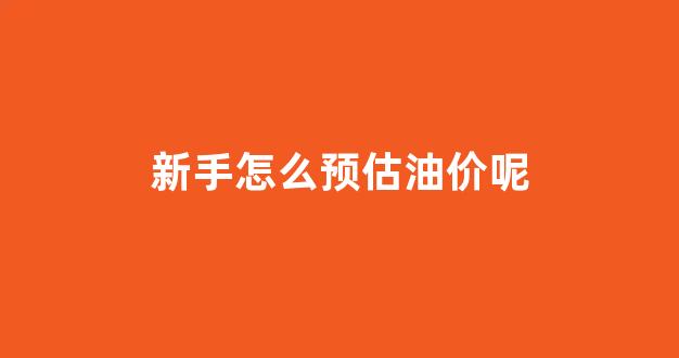 新手怎么预估油价呢_如何预估油费