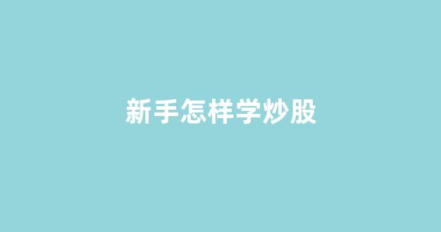 新手怎样学炒股(新手怎样学炒股票)_https://www.heiljjianzu.com_科创板_第1张