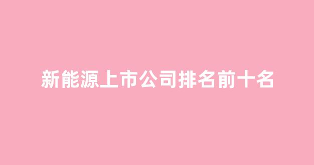 新能源上市公司排名前十名(新能源上市公司排名前十名名单)_https://www.heiljjianzu.com_创业板_第1张