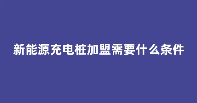 新能源充电桩加盟需要什么条件(新能源充电桩加盟需要什么条件车充电有啥APP)_https://www.nalian8.com_北交所_第1张
