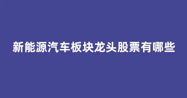 新能源汽车板块龙头股票有哪些(新能源汽车板块股票龙头股)_https://www.luoxuangg888.com_深交所_第1张
