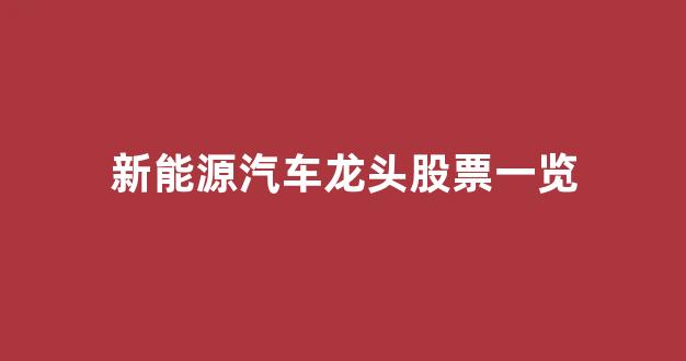 新能源汽车龙头股票一览(新能源汽车龙头股票排名)_https://www.hn-life.com_深交所_第1张