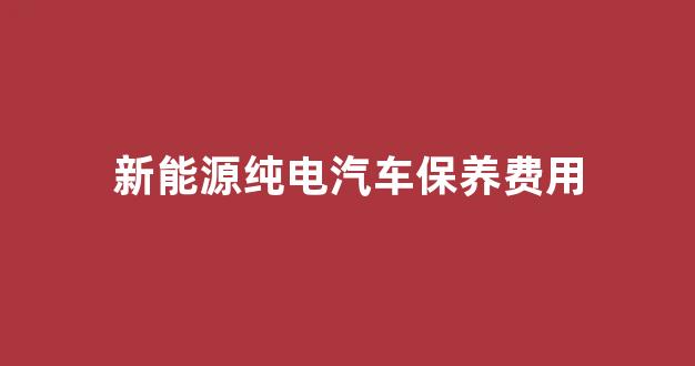 新能源纯电汽车保养费用(新能源纯电汽车保养费用高吗)_https://www.hn-life.com_北交所_第1张