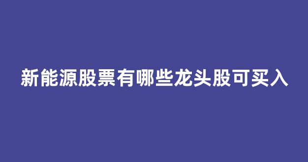 新能源股票有哪些龙头股可买入(新能源股票有哪些龙头股可买入的)_https://www.wanyuyiyao.com_上交所_第1张