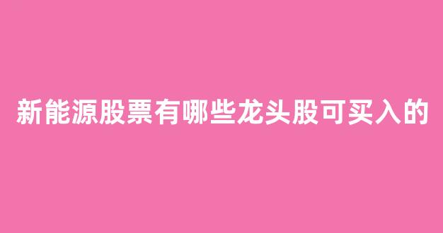 新能源股票有哪些龙头股可买入的(新能源类股票龙头有哪些)_https://www.jnskb.com_装修流程_第1张