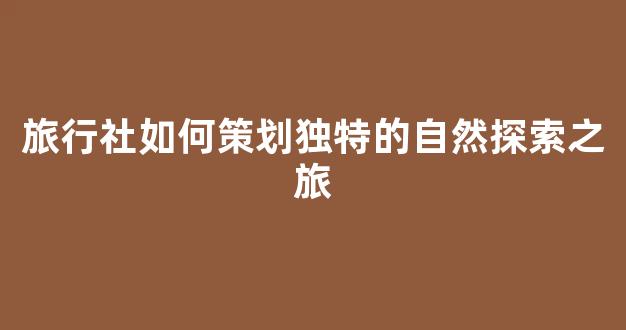 旅行社如何策划独特的自然探索之旅(探险旅游的专业旅行社可以采取的竞争策略有哪些)