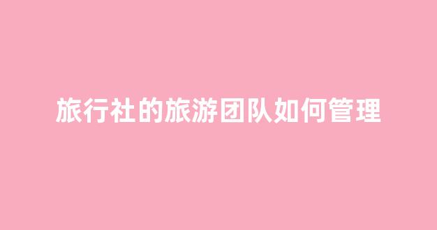 旅行社的旅游团队如何管理(旅行社的旅游团队如何管理)
