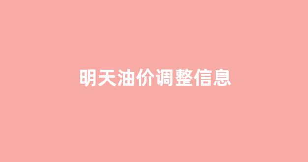 明天油价调整信息_明天油价调整情况