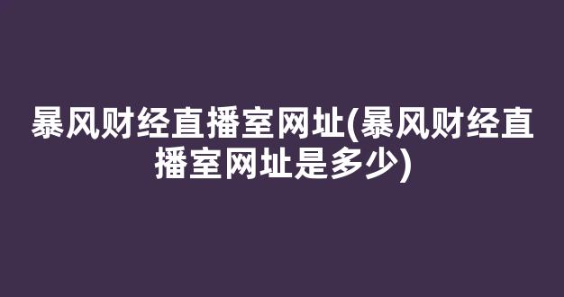 暴风财经直播室网址(暴风财经直播室网址是多少)_https://www.nalian8.com_深交所_第1张