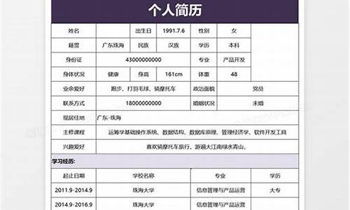 最简单的个人简历表_最简单的个人简历表格