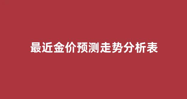 最近金价预测走势分析表_近期金价预测