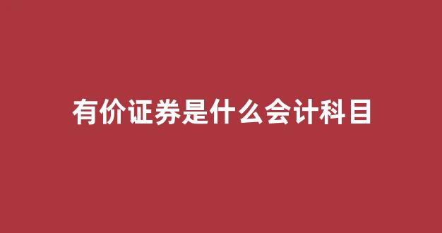有价证券是什么会计科目(有价证券是指什么的凭证)_https://www.hangfeite.com_上交所_第1张