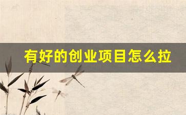 有好的创业项目怎么拉投资(想投资创业怎么找项目)_https://www.brunchezvous.com_自由行_第1张