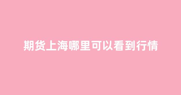 期货上海哪里可以看到行情(上海期货交易市场有哪些)_https://www.rzcpcj.com_开网店_第1张