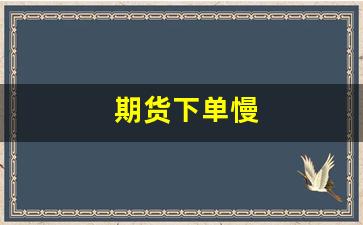 期货下单慢(期货下单慢了不成交怎么办)_https://www.xzdzcjx.com_科创板_第1张